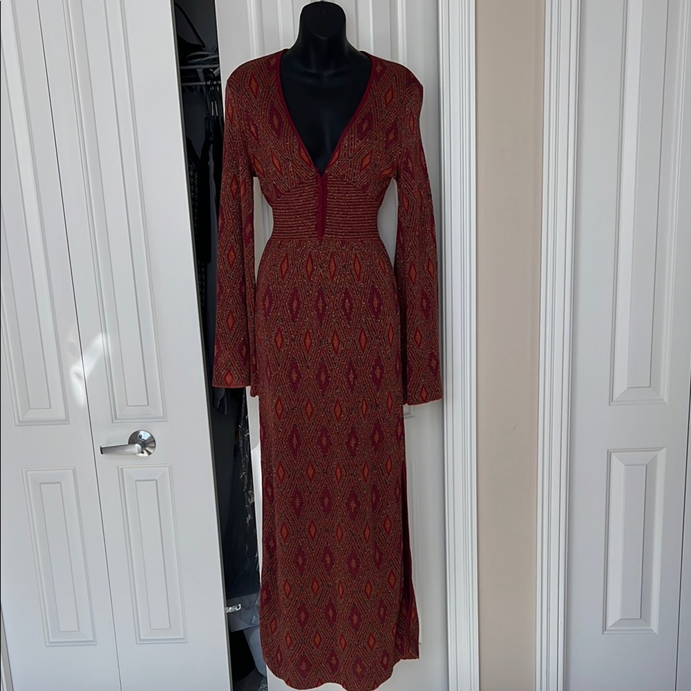 Zara maxi dress long bell bottom sleeve